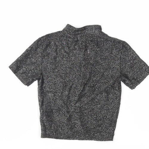 Light Before Dark Womens Black Viscose Cropped T-Shirt Size XS Mock Neck - Glitter