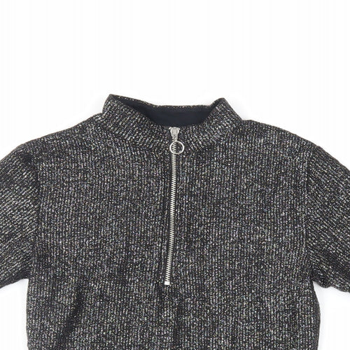 Light Before Dark Womens Black Viscose Cropped T-Shirt Size XS Mock Neck - Glitter