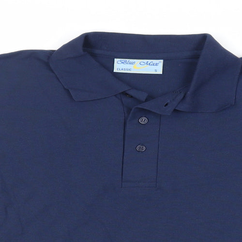 Blue Max Mens Blue Polyester Polo Size S Collared Button