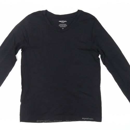 Organic Basics Womens Black Nylon Basic T-Shirt Size XL Crew Neck Pullover - Gym Workout Running