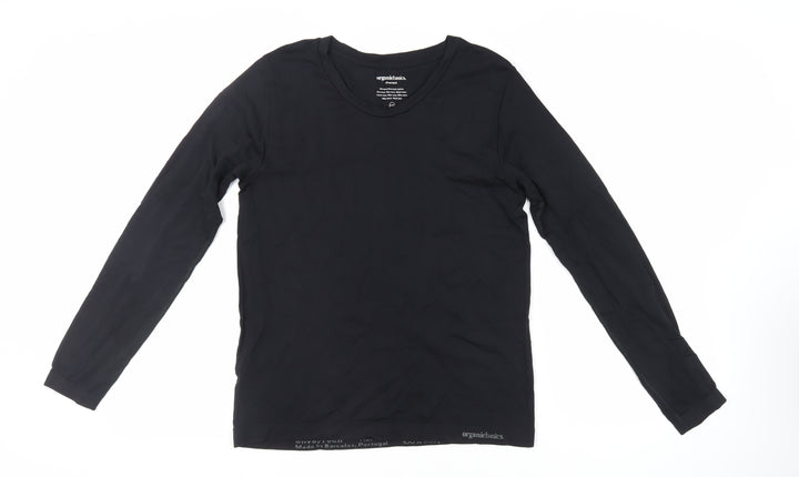 Organic Basics Womens Black Nylon Basic T-Shirt Size XL Crew Neck Pullover - Gym Workout Running