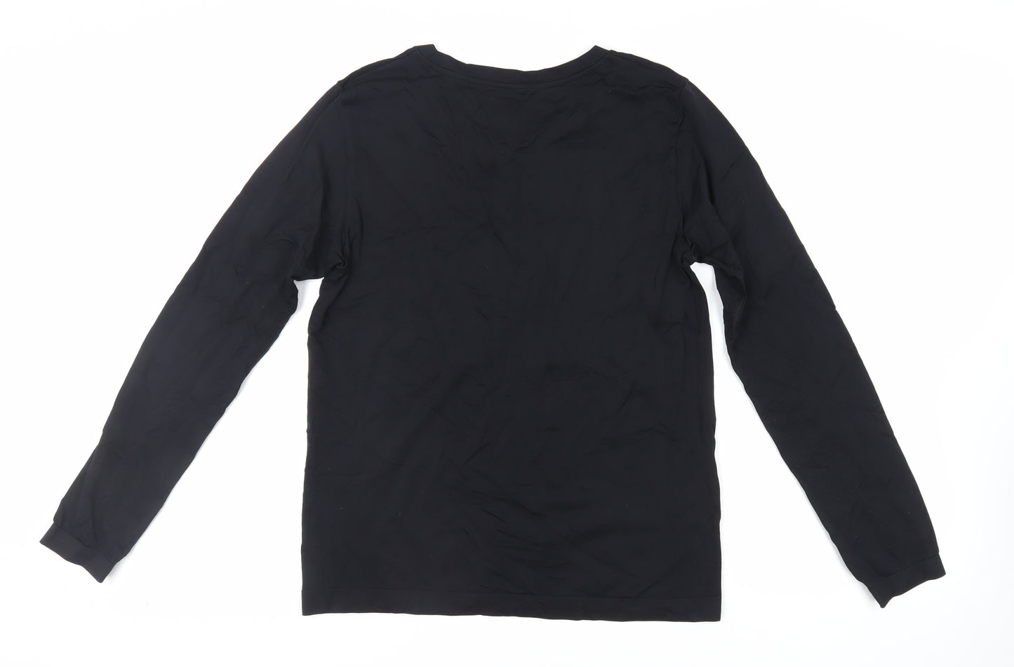Organic Basics Womens Black Nylon Basic T-Shirt Size XL Crew Neck Pullover - Gym Workout Running