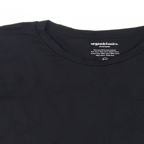 Organic Basics Womens Black Nylon Basic T-Shirt Size XL Crew Neck Pullover - Gym Workout Running