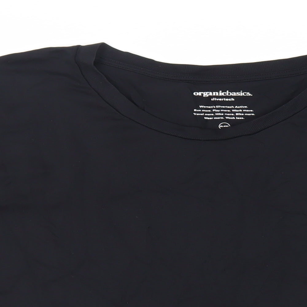 Organic Basics Womens Black Nylon Basic T-Shirt Size XL Crew Neck Pullover - Gym Workout Running