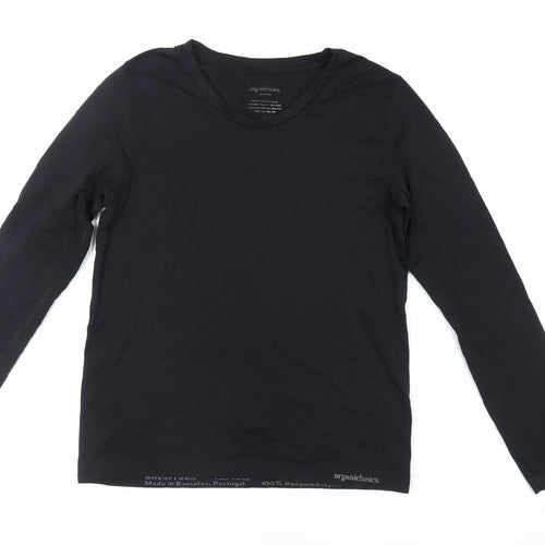 Organic Basics Womens Black Nylon Basic T-Shirt Size XL Crew Neck Pullover - Gym Workout Running