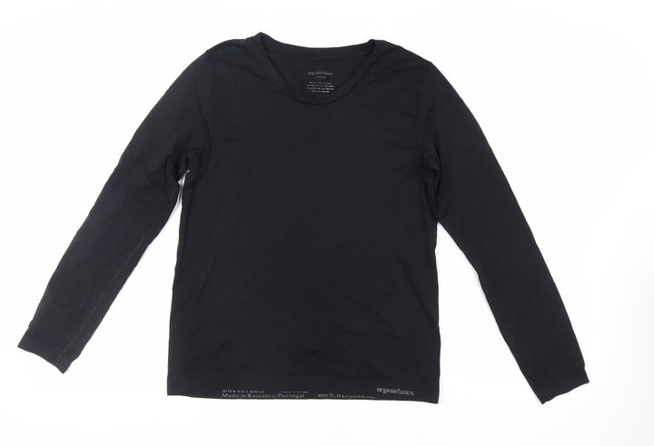 Organic Basics Womens Black Nylon Basic T-Shirt Size XL Crew Neck Pullover - Gym Workout Running