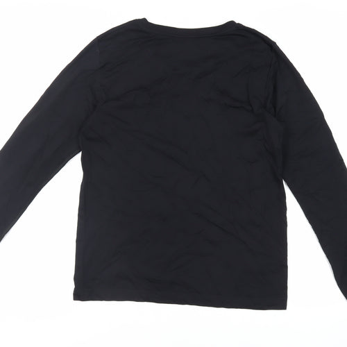 Organic Basics Womens Black Nylon Basic T-Shirt Size XL Crew Neck Pullover - Gym Workout Running
