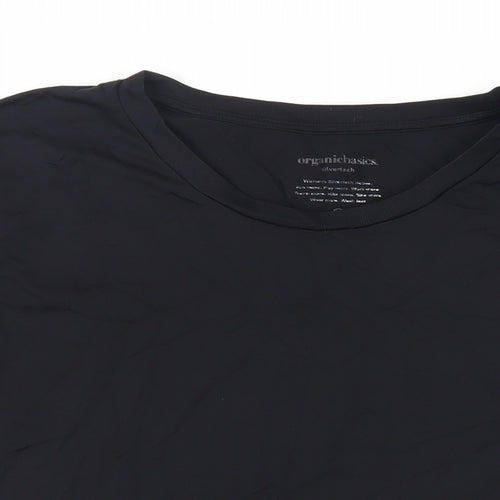 Organic Basics Womens Black Nylon Basic T-Shirt Size XL Crew Neck Pullover - Gym Workout Running