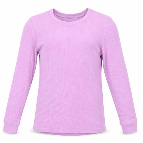 Marks and Spencer Girls Purple Cotton Pullover T-Shirt Size 9-10 Years Crew Neck Pullover - Thermal