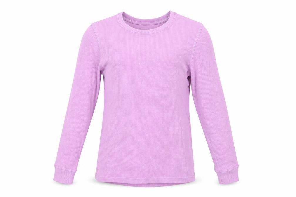 Marks and Spencer Girls Purple Cotton Pullover T-Shirt Size 9-10 Years Crew Neck Pullover - Thermal