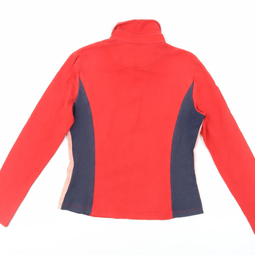Miya's Womens Red Cotton Basic Polo Size M Collared - Embroidered Detail