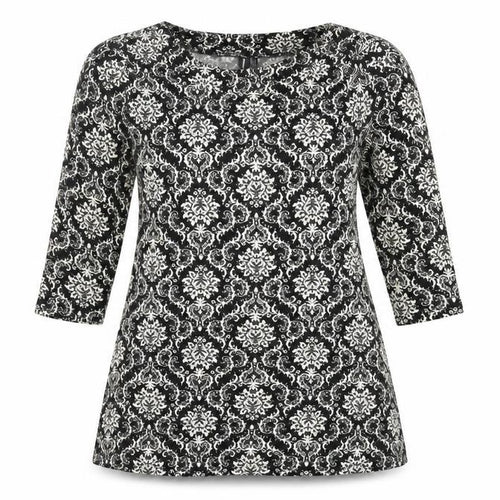 Izabel London Womens Black Paisley Acrylic Mini Size 16 Round Neck Pullover