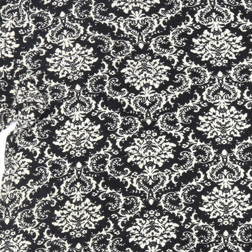 Izabel London Womens Black Paisley Acrylic Mini Size 16 Round Neck Pullover