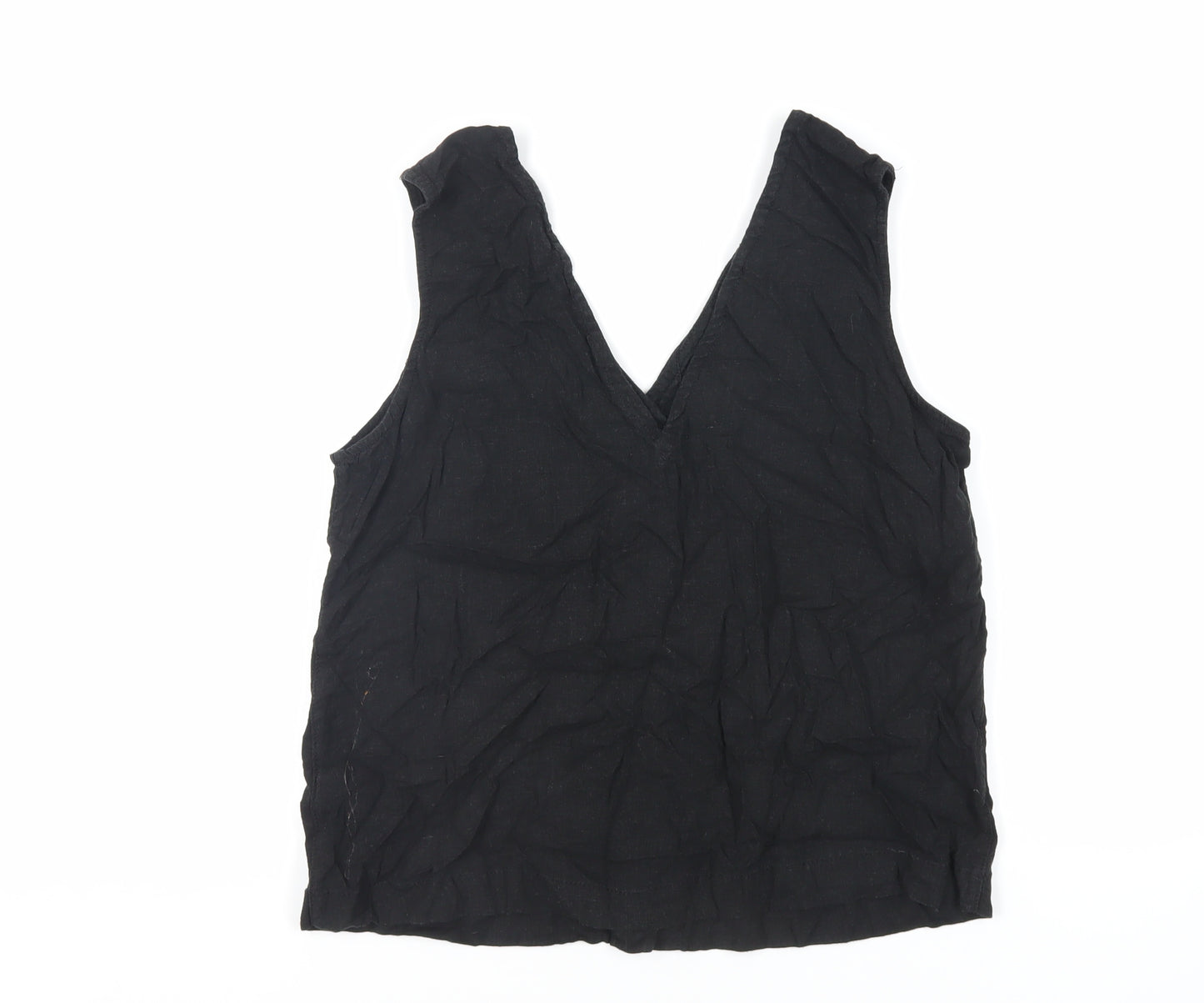 NEXT Womens Black Viscose Basic Button-Up Size 12 V-Neck