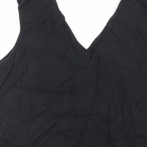 NEXT Womens Black Viscose Basic Button-Up Size 12 V-Neck