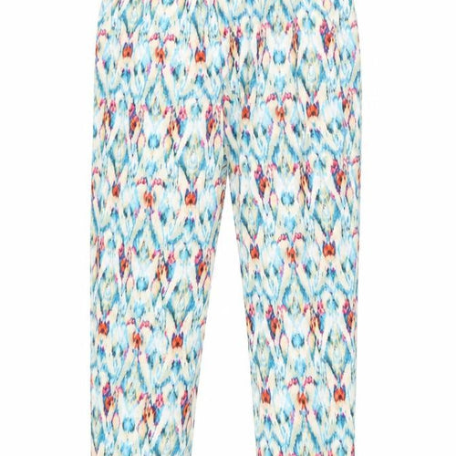 Zara Womens Multicoloured Geometric Viscose Trousers Size L L24 in Regular - Elasticated Waist
