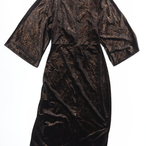 QED London Womens Black Polyester Sheath Size 10 V-Neck Pullover - Glitter