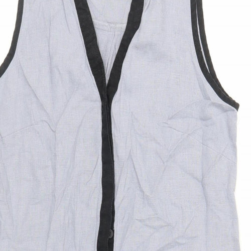 NEXT Womens Blue Colourblock Linen Sheath Size 8 V-Neck Pullover - Pockets