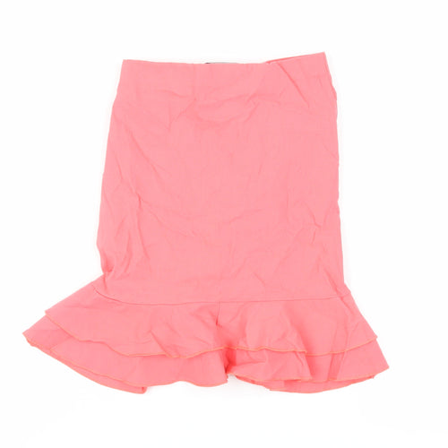 PRETTYLITTLETHING Womens Pink Polyester Mini Skirt Size 6 - Ruched