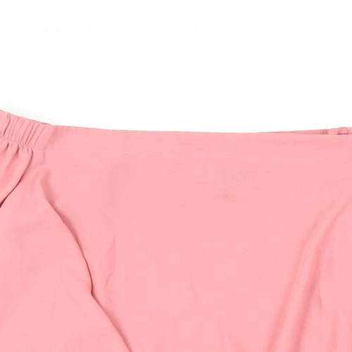 New Look Womens Pink Polyester Cropped Blouse Size 8 Off the Shoulder - Tie Front