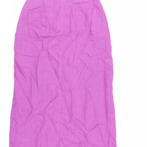 Hirsch Womens Purple Linen A-Line Skirt Size 8 Zip