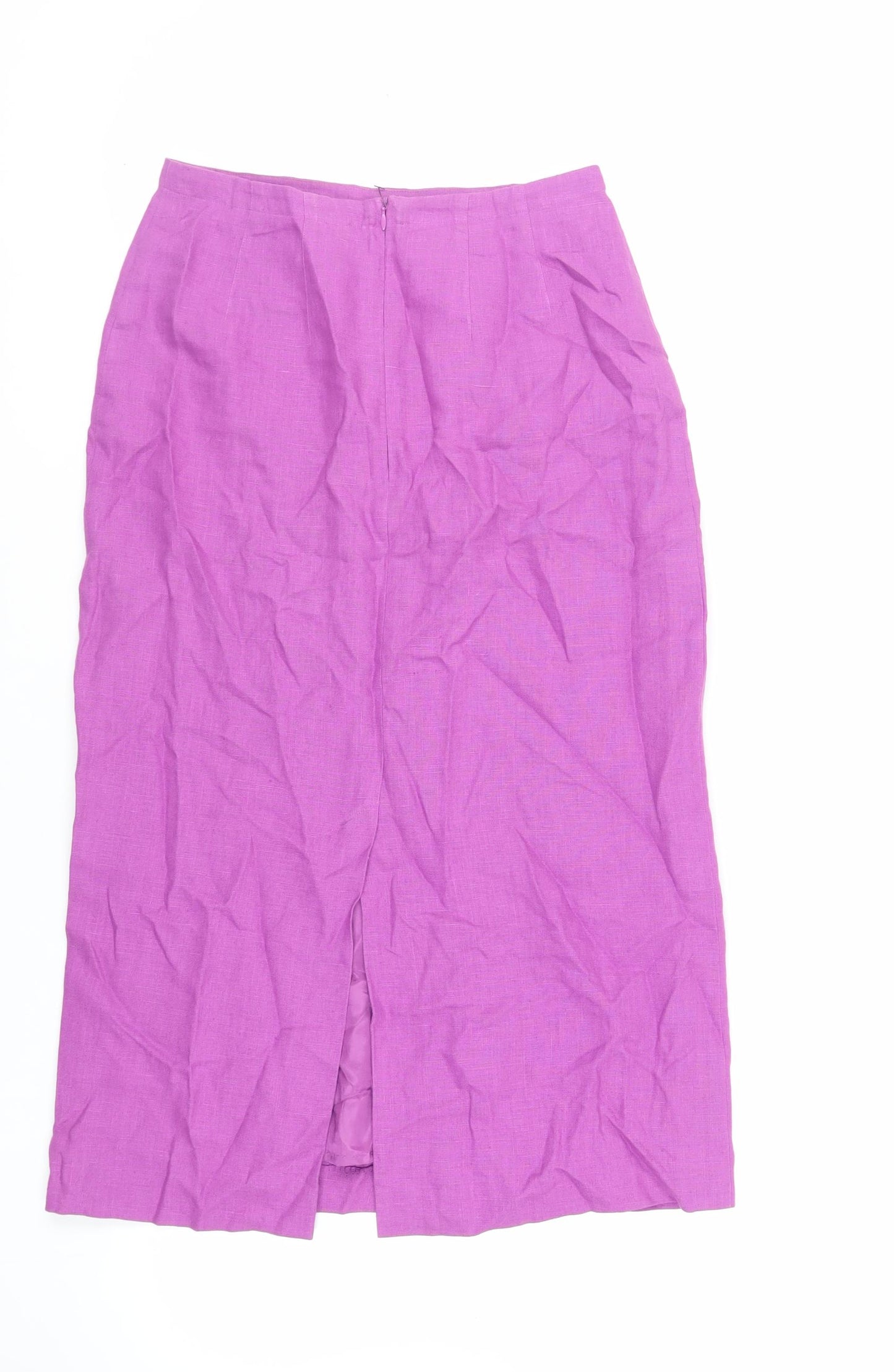 Hirsch Womens Purple Linen A-Line Skirt Size 8 Zip