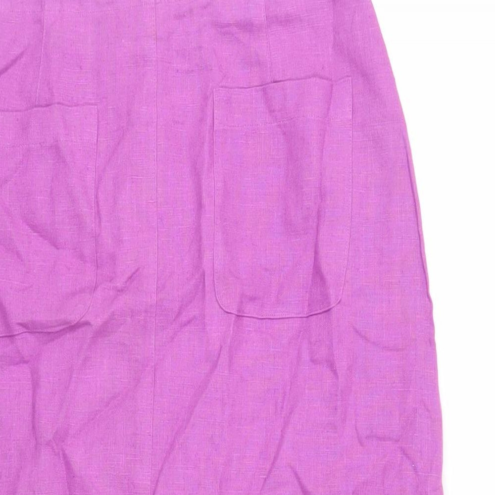 Hirsch Womens Purple Linen A-Line Skirt Size 8 Zip