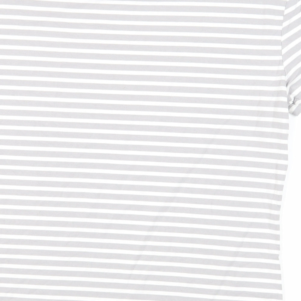 Hobbs Womens Grey Striped Viscose Basic T-Shirt Size S Collared