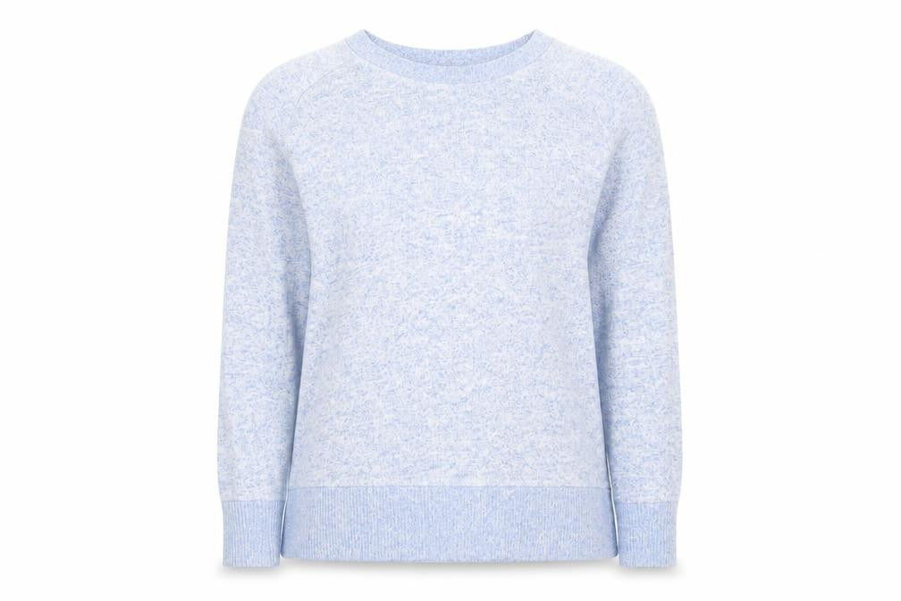 Front view of Next women’s blue crew neck viscose jumper, size UK 16