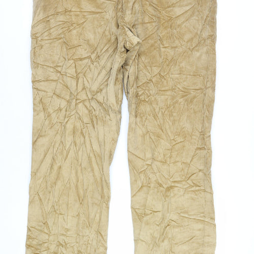 Marks and Spencer Mens Beige Cotton Trousers Size 40 in L29 in Regular Zip