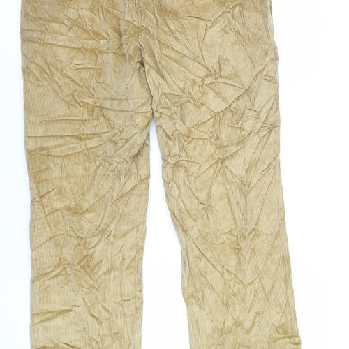 Marks and Spencer Mens Beige Cotton Trousers Size 40 in L29 in Regular Zip