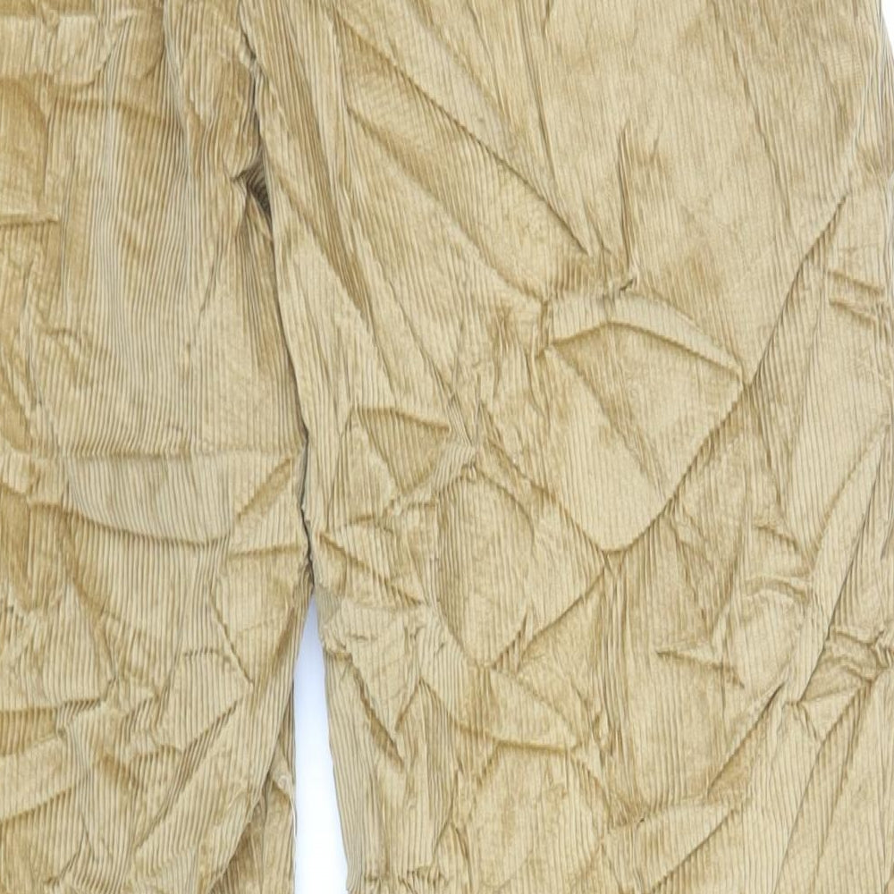 Marks and Spencer Mens Beige Cotton Trousers Size 40 in L29 in Regular Zip