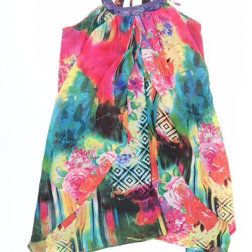 NEXT Womens Multicoloured Geometric Polyester Trapeze & Swing Size 14 Halter Tie - Beaded Neckline