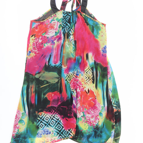NEXT Womens Multicoloured Geometric Polyester Trapeze & Swing Size 14 Halter Tie - Beaded Neckline