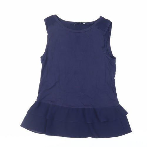 Liu Jo Womens Blue Cotton Basic Tank Size S Boat Neck - Ruffle