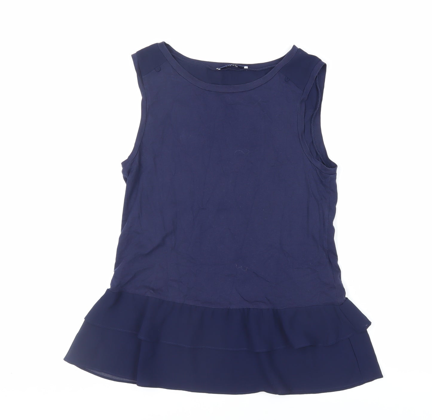 Liu Jo Womens Blue Cotton Basic Tank Size S Boat Neck - Ruffle