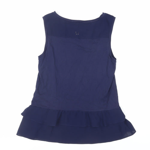 Liu Jo Womens Blue Cotton Basic Tank Size S Boat Neck - Ruffle