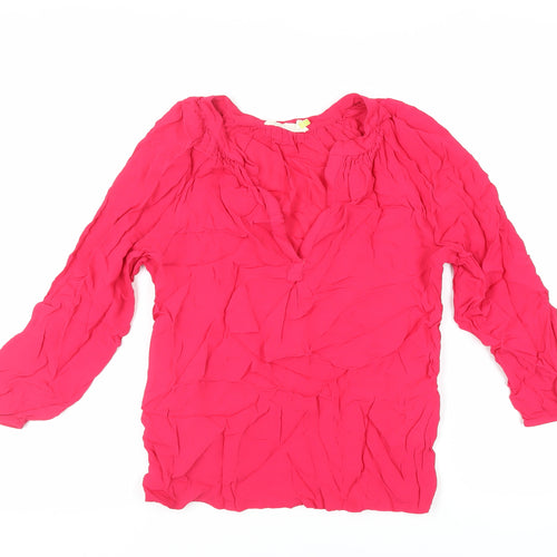 John Lewis Womens Pink Viscose Basic Blouse Size 12 V-Neck