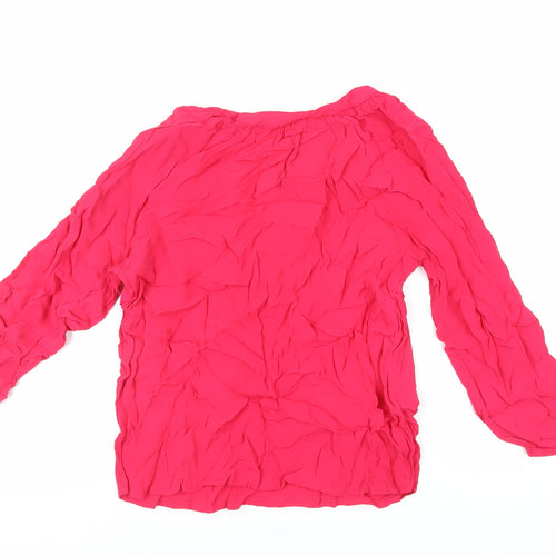 John Lewis Womens Pink Viscose Basic Blouse Size 12 V-Neck