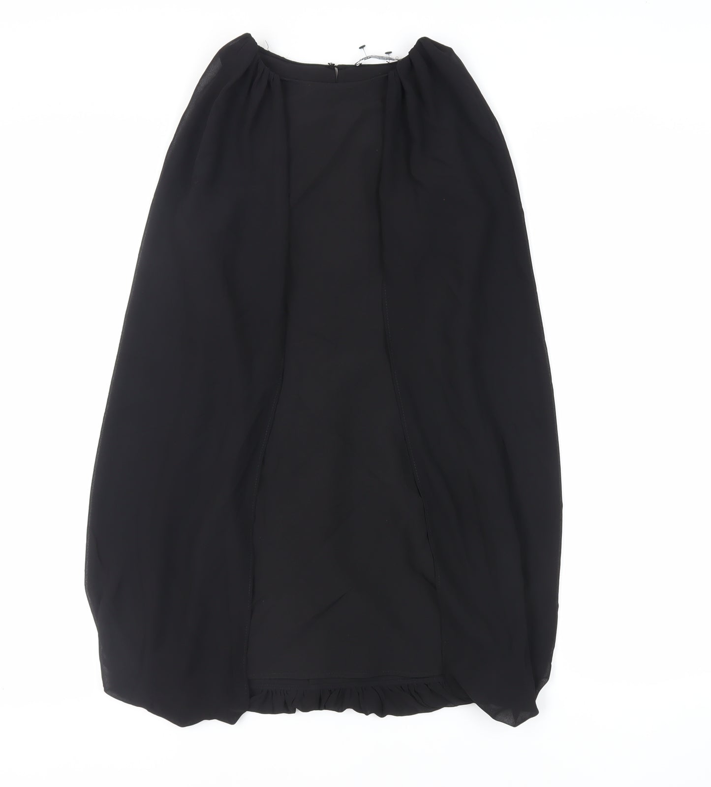 Zara Womens Black Polyester Mini Size S Round Neck Button - Layered