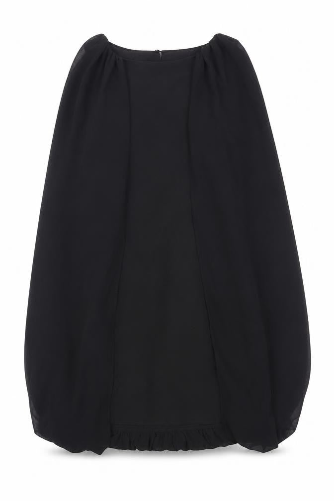 Front view of Zara women’s black polyester mini, size S, round neck button - layered