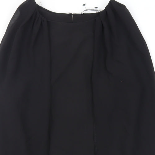 Zara Womens Black Polyester Mini Size S Round Neck Button - Layered