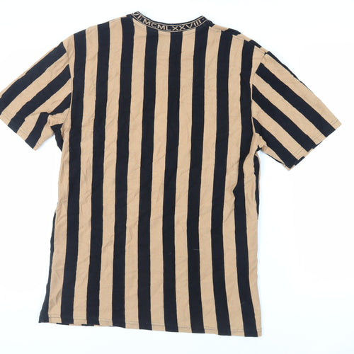 Topman Womens Black Striped Cotton Basic T-Shirt Size S Crew Neck