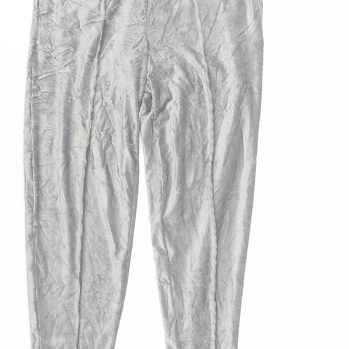 Marks and Spencer Womens Grey Polyester Trousers Size 10 L28 in Regular - Elasticated Waist