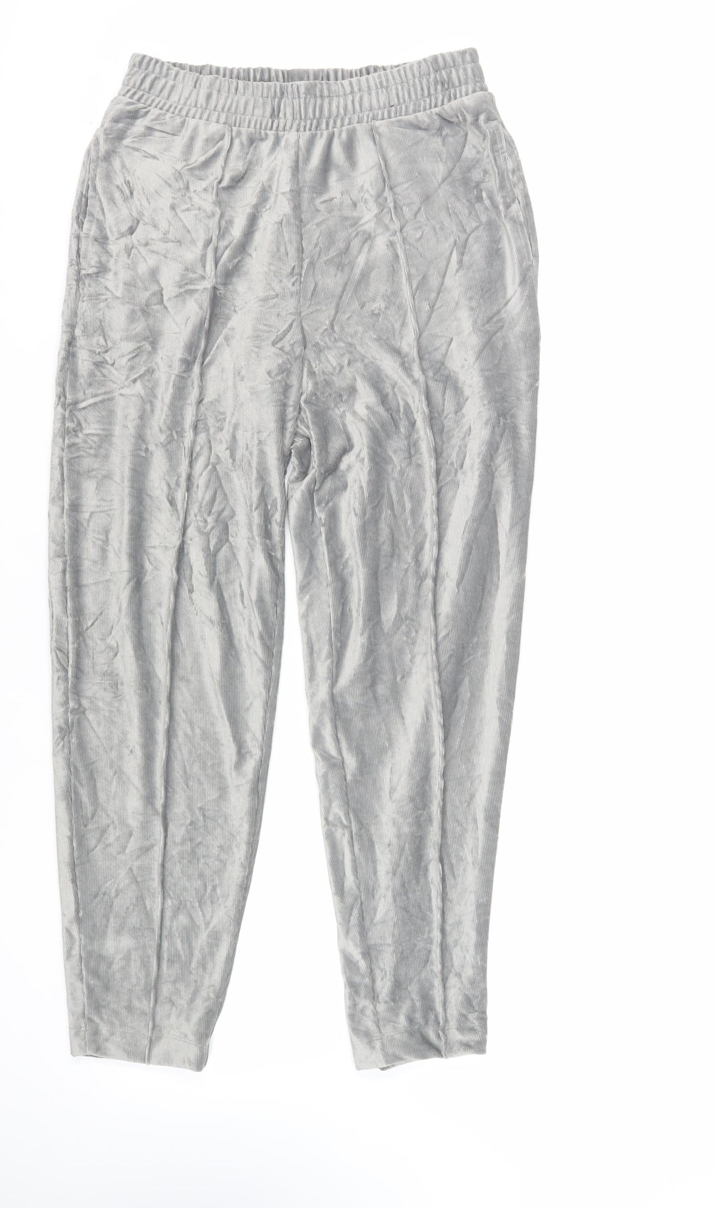 Marks and Spencer Womens Grey Polyester Trousers Size 10 L28 in Regular - Elasticated Waist