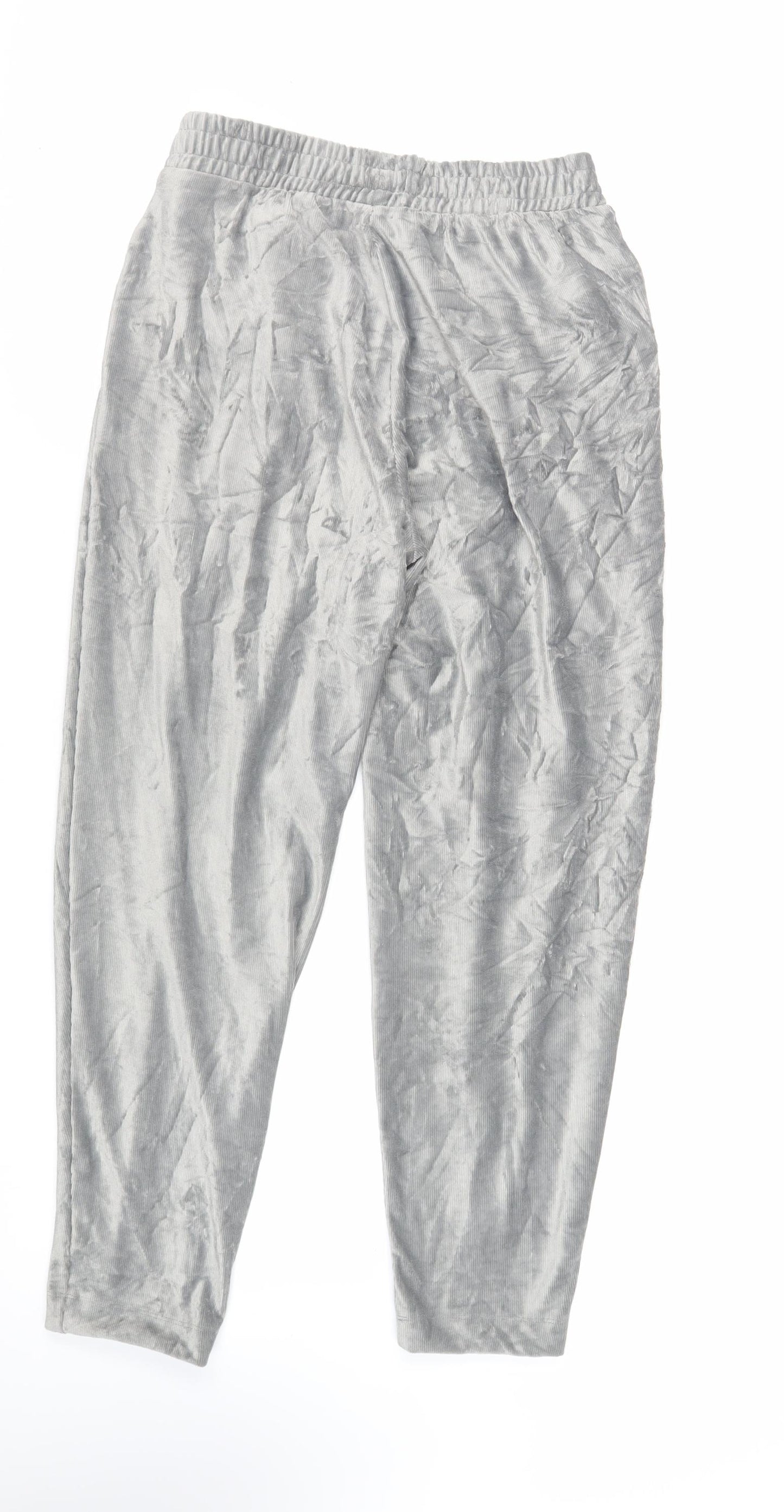 Marks and Spencer Womens Grey Polyester Trousers Size 10 L28 in Regular - Elasticated Waist