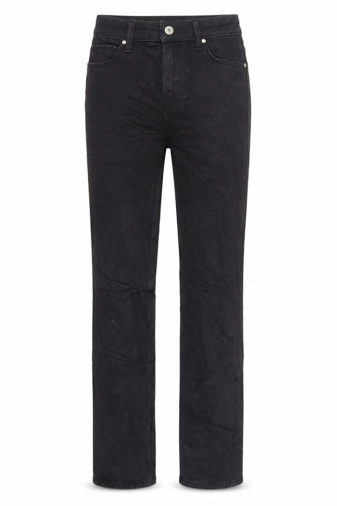 Marks and Spencer Womens Black Cotton Straight Jeans Size 6 L31 in Regular Zip