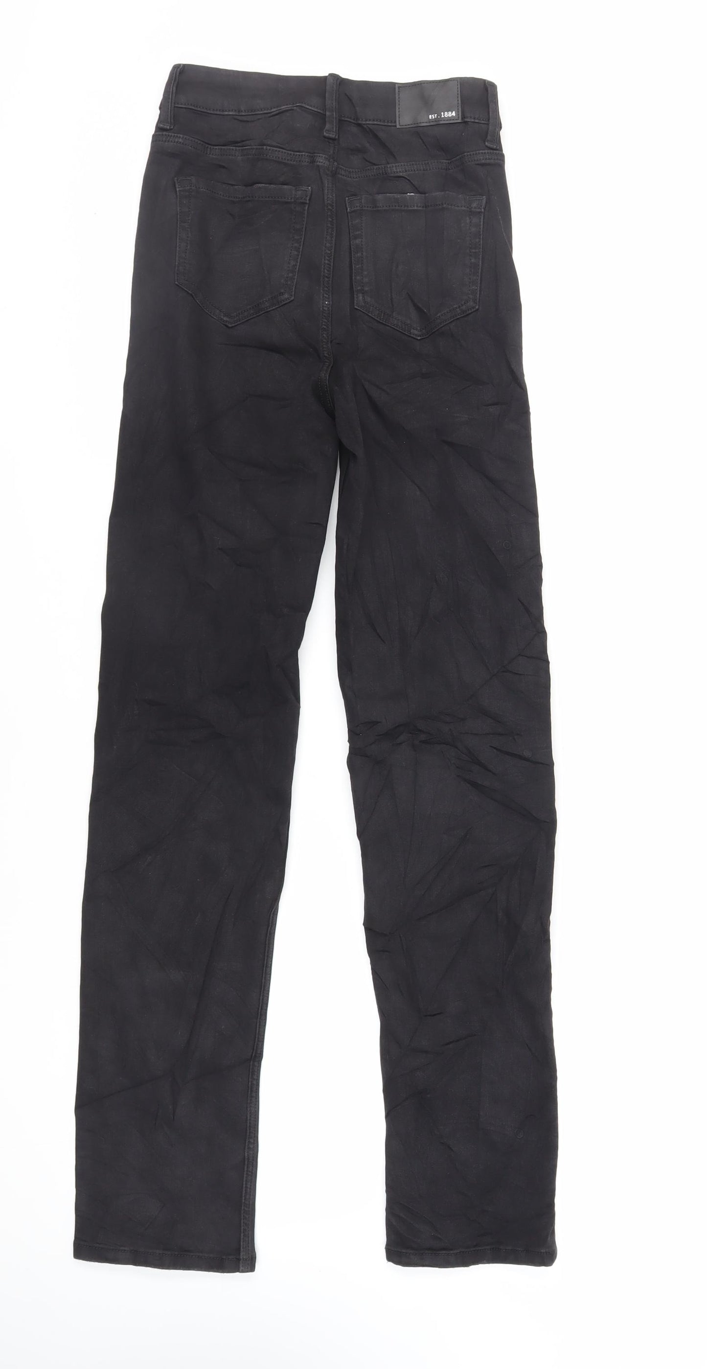 Marks and Spencer Womens Black Cotton Straight Jeans Size 6 L31 in Regular Zip