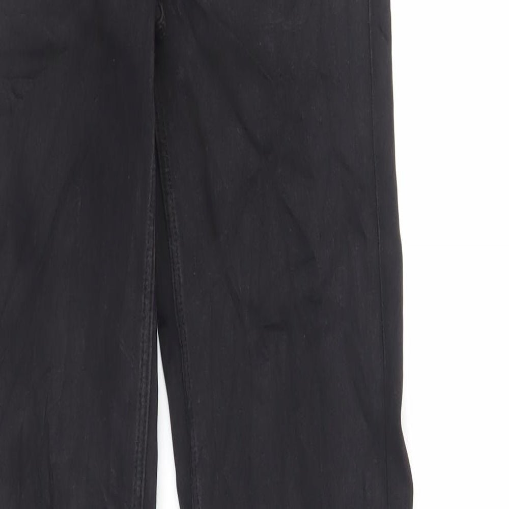 Marks and Spencer Womens Black Cotton Straight Jeans Size 6 L31 in Regular Zip