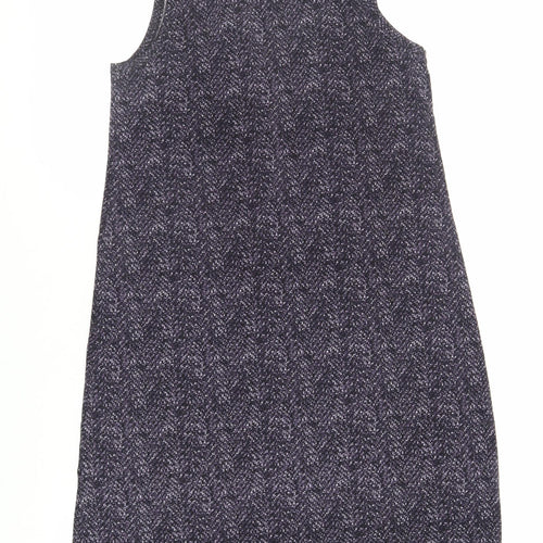 CREW Womens Purple Geometric Polyester A-Line Size S V-Neck Button